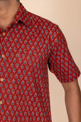 Bagru Red Cotton Shirt