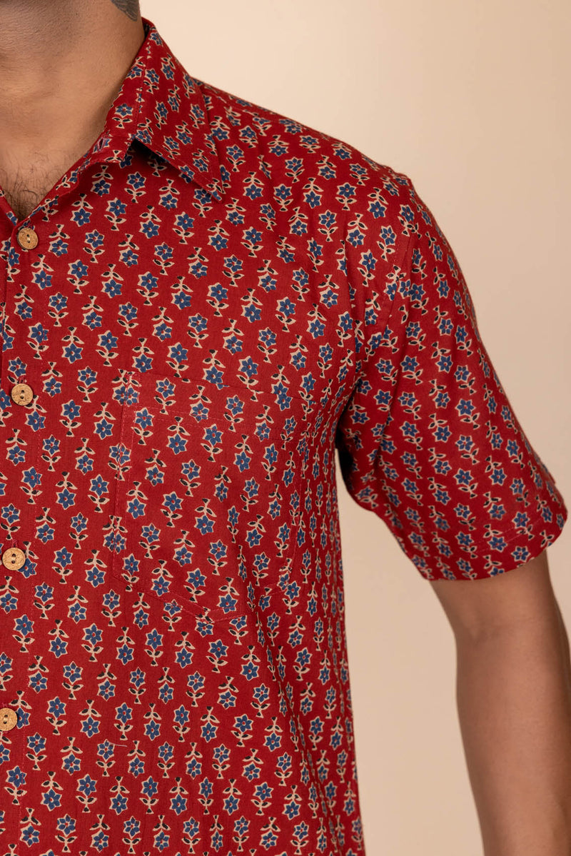 Bagru Red Cotton Shirt