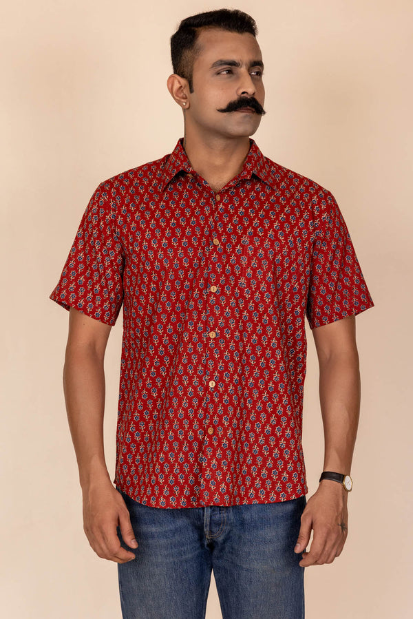 Bagru Red Cotton Shirt