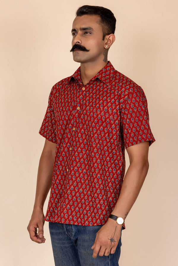 Bagru Red Cotton Shirt