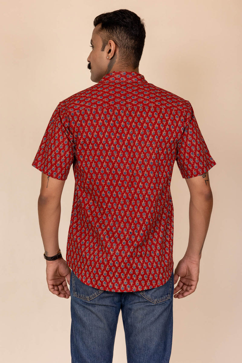 Bagru Red Cotton Shirt