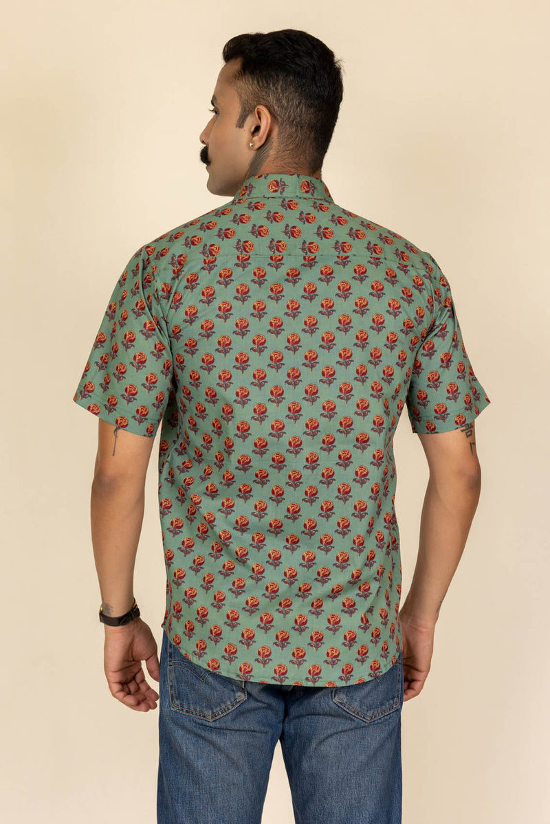 Green Printed Cotton Shirt