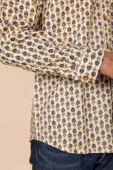 Cream Printed Cotton Full Sleeve Shirt