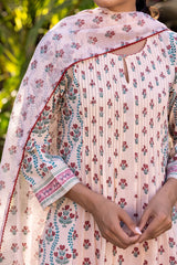 Pleated Floral Grid Kurta