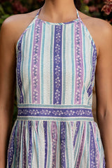 Floral Border Halter Dfress