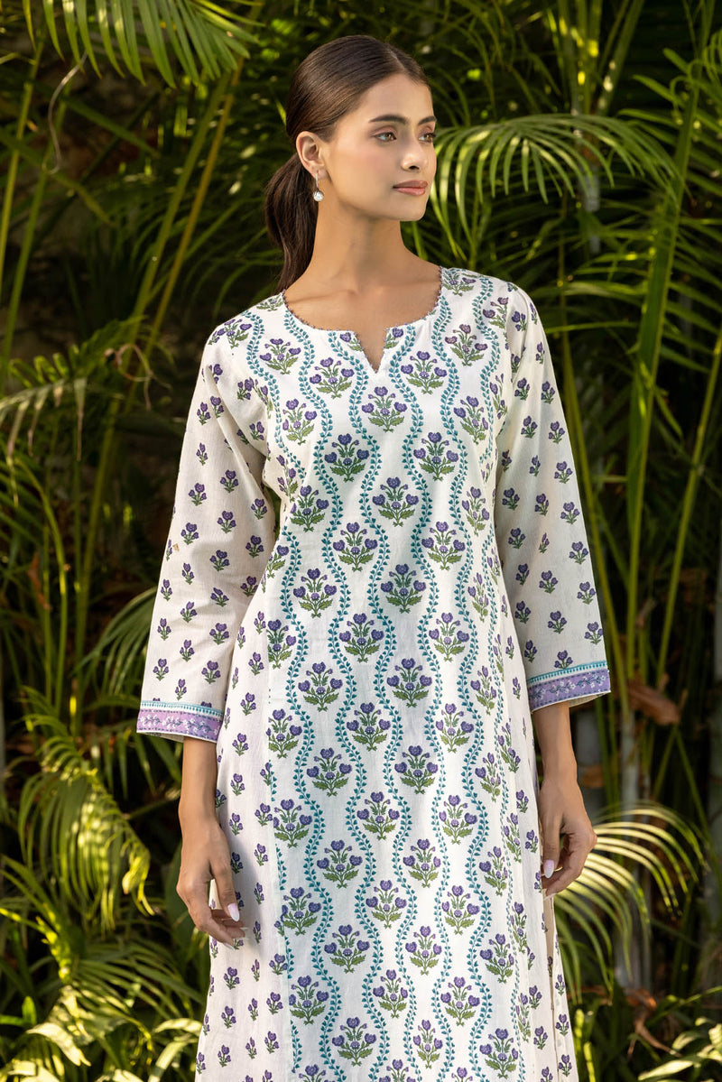Floral Grid Kurta