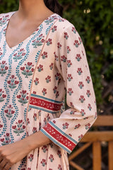 Gathered Floral Grid Kurta