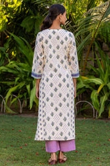 Slim Floral Grid Kurta
