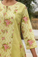 Green Panelled Kurta