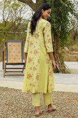 Green Panelled Kurta