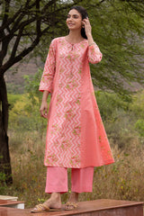 Pink Panelled Kurta