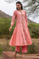 Pink Panelled Kurta