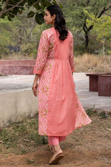 Pink Gathered Kurta