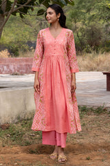 Pink Gathered Kurta