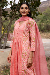 Pink Gathered Kurta