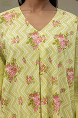 Green Chevron Kaftan-Kurta