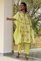 Green Chevron Kaftan-Kurta