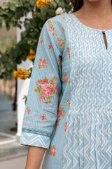 Blue Pleated Kurta