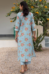 Blue Pleated Kurta