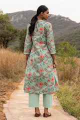 Green Pleated Jaswandi Kurta