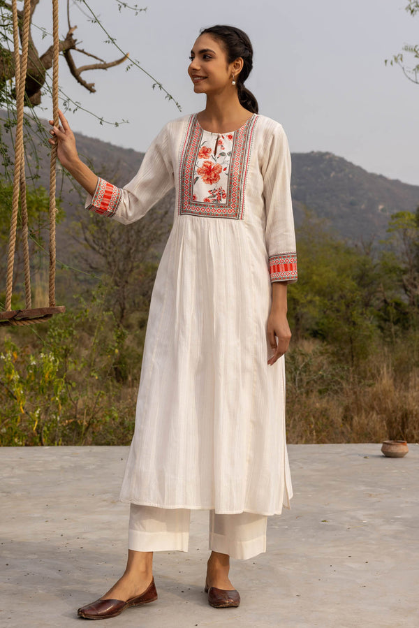 Dobby Jaswandi Kurta