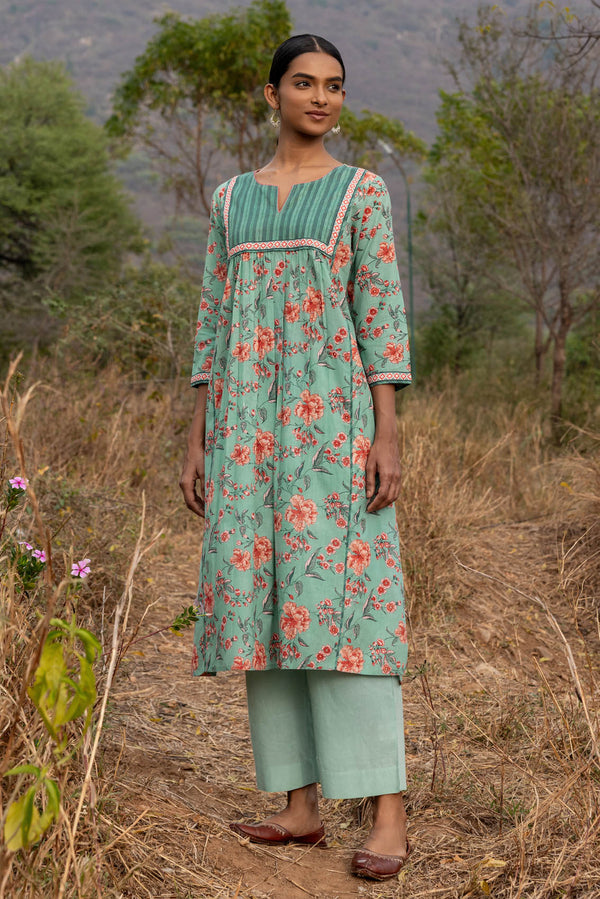 Green Jaswandi Kurta