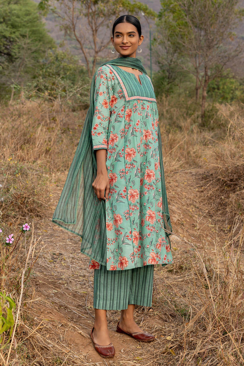 Green Jaswandi Kurta