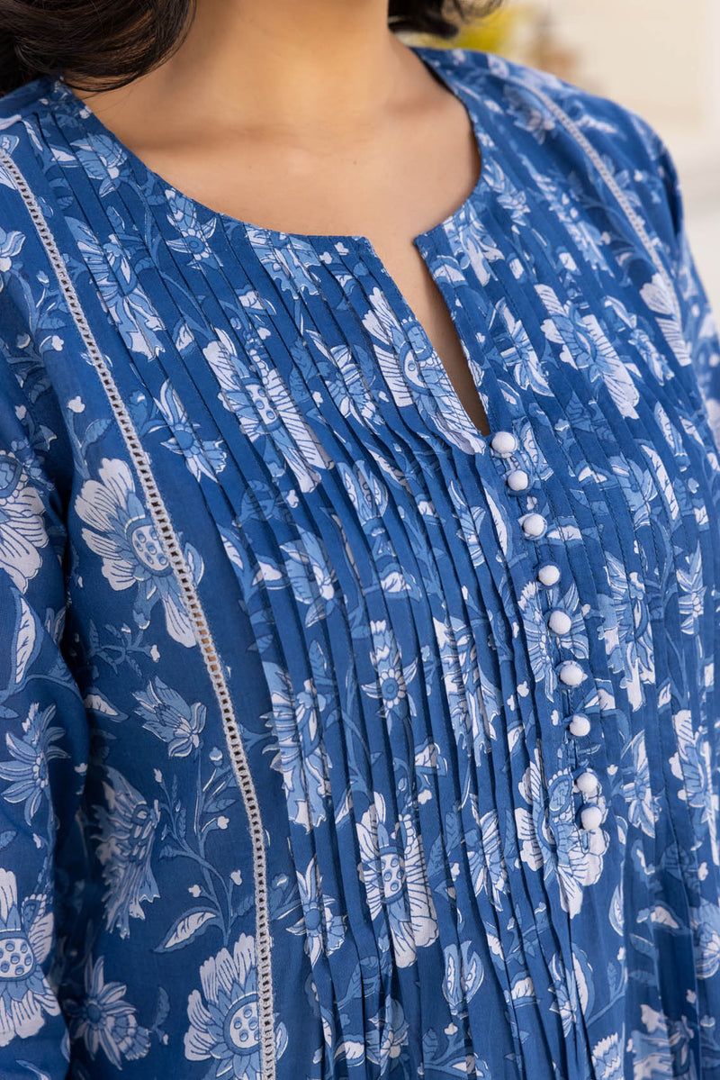 Pleated Blues Kurta