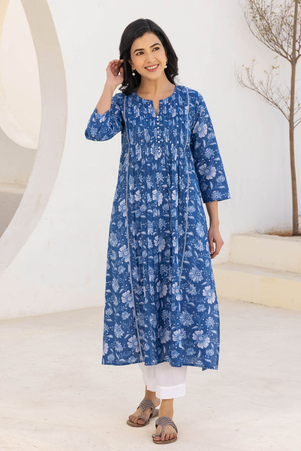 Pleated Blues Kurta