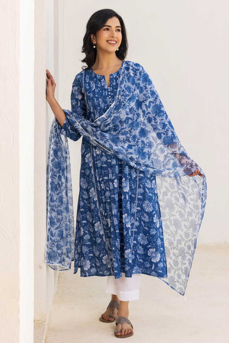 Pleated Blues Kurta