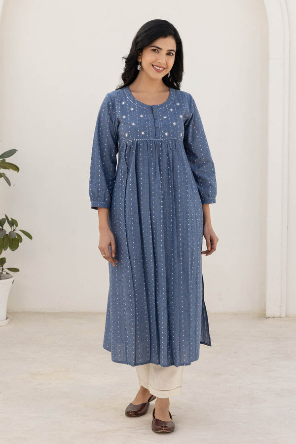 Blush Blue Handloom Kurta