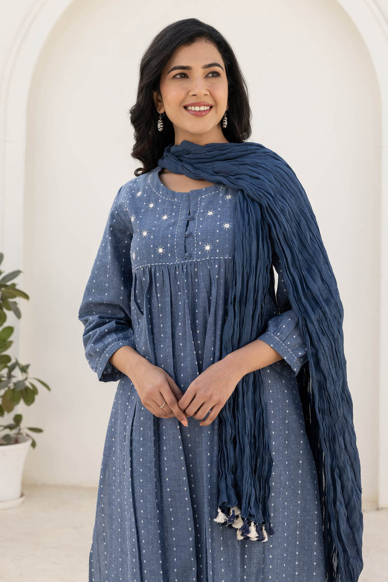 Blush Blue Handloom Kurta