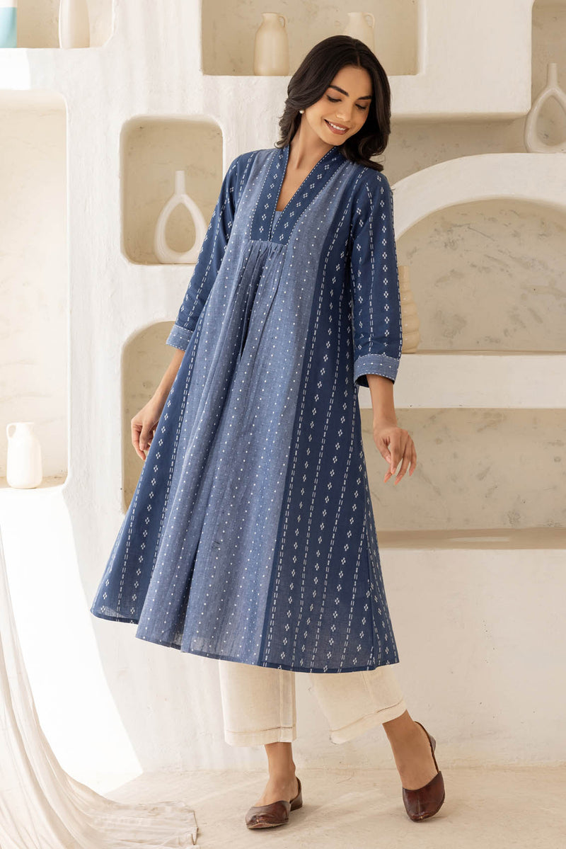 Blues Handloom Kurta