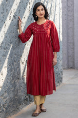 Red Handloom Kurta