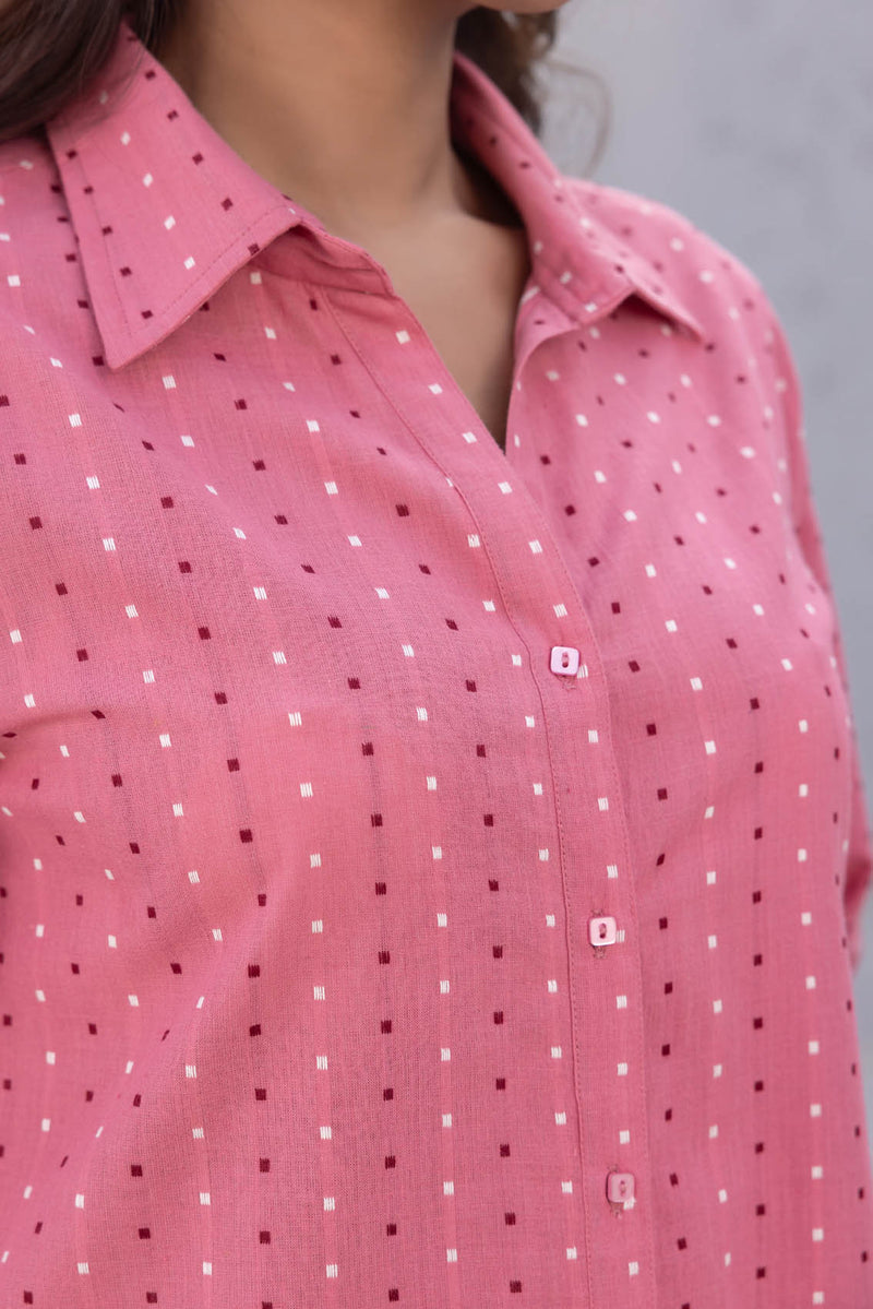 Coral Pink Handloom Shirt