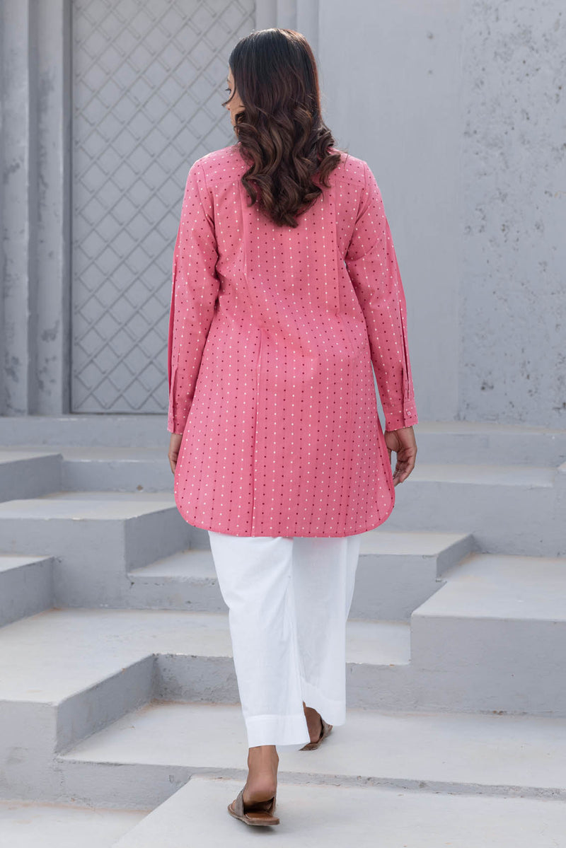 Coral Pink Handloom Shirt