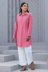 Coral Pink Handloom Shirt