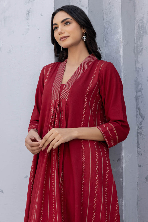 Chilli Red Handloom Kurta