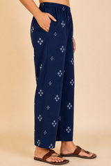 Dark Blue Bandhej Print Trousers