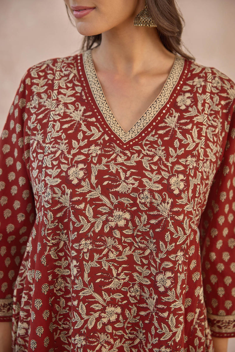 Bagru Kalidar Kurta