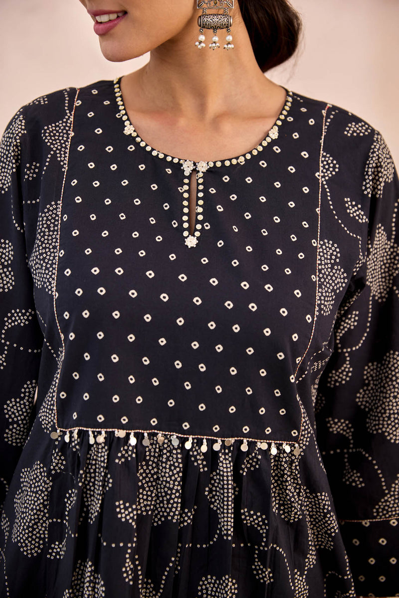 Kohl Bandhani Kurta