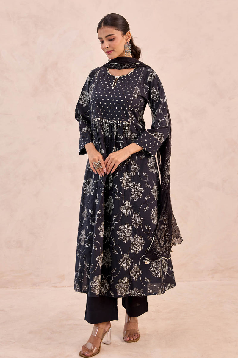 Kohl Bandhani Kurta