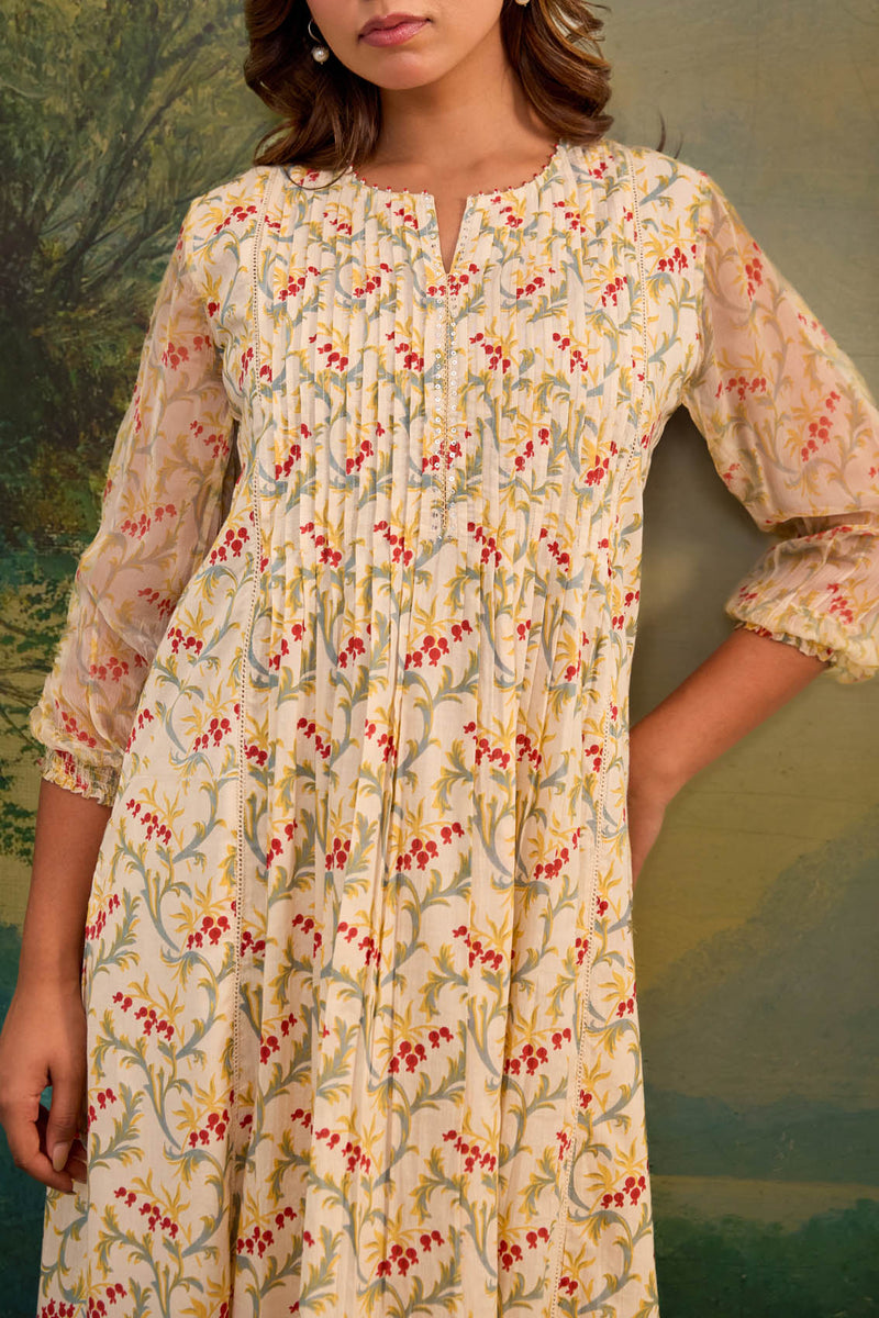 The Ecru Pleated Kurta