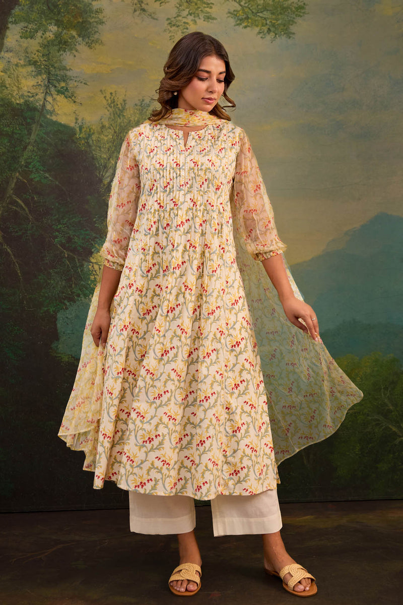 The Ecru Pleated Kurta