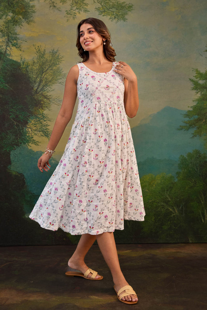 Ivory Floral Dress