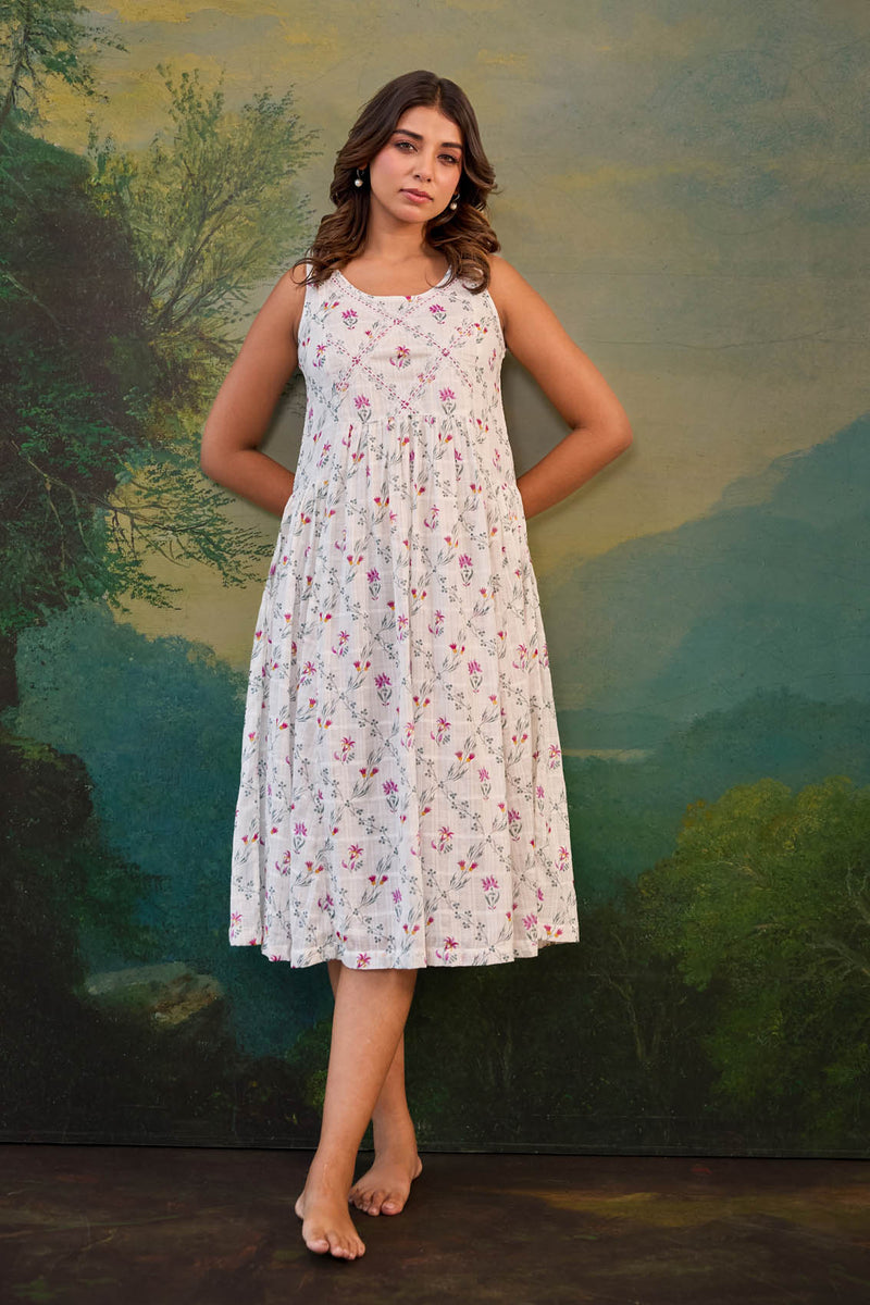 Ivory Floral Dress