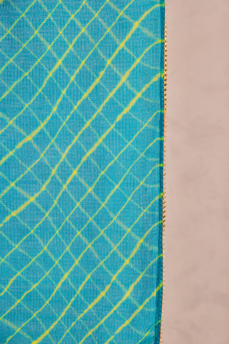Turquoise Lehariya Doria Dupatta