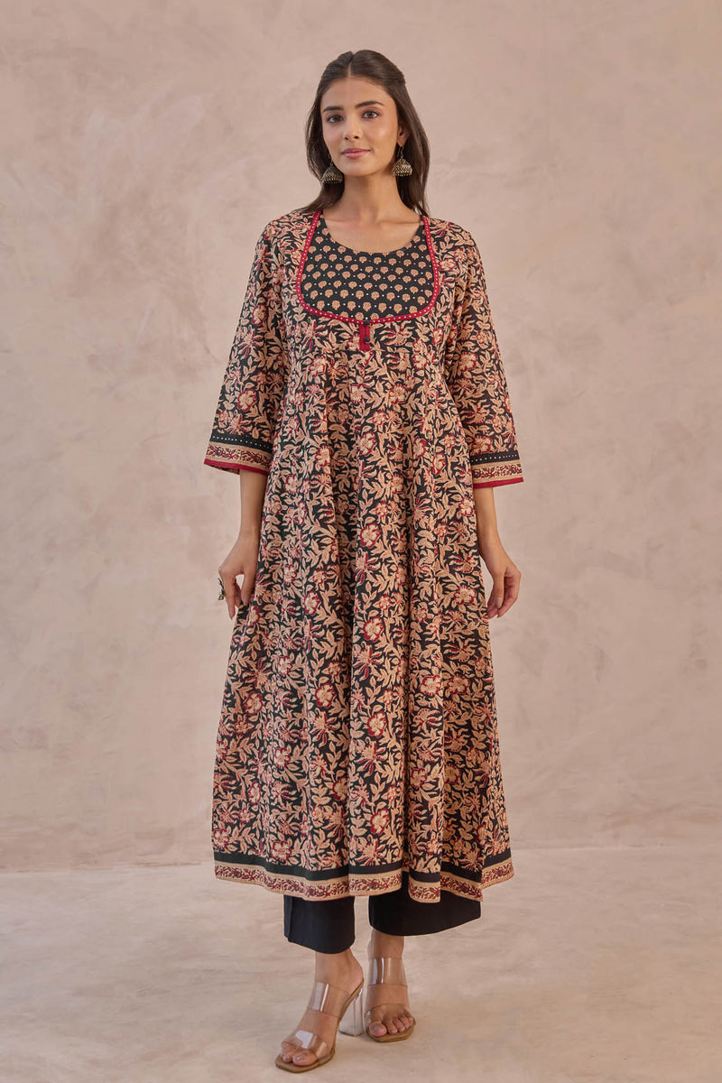 Bagru Anarkali Kurta