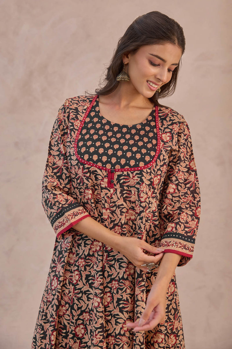 Bagru Anarkali Kurta