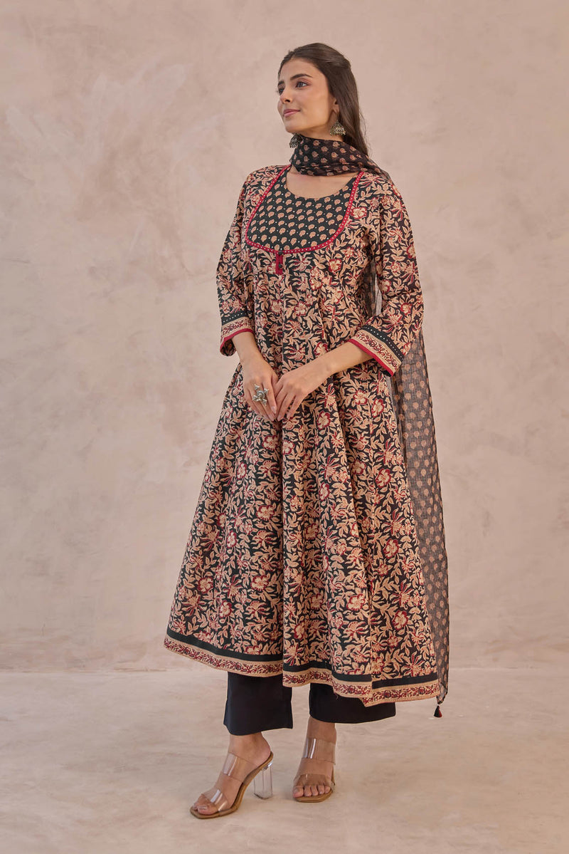 Bagru Anarkali Kurta